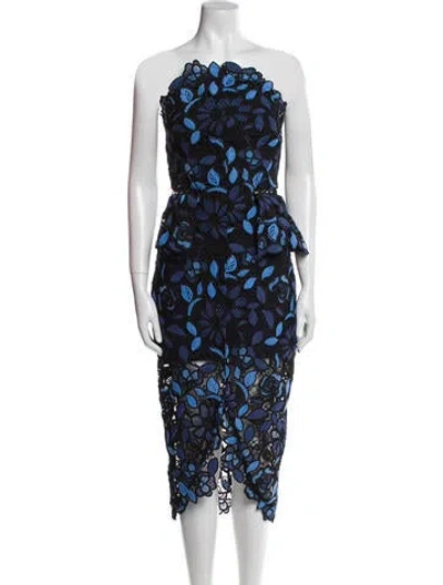 Pre-owned Elliatt Lace Pattern Midi Length Dress In Blue