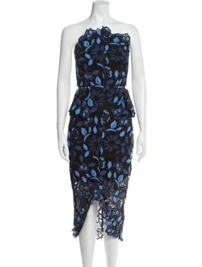 Pre-owned Elliatt Lace Pattern Midi Length Dress In Blue