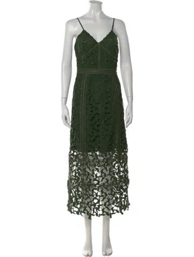 Pre-owned Elliatt Lace Pattern Midi Length Dress In Green
