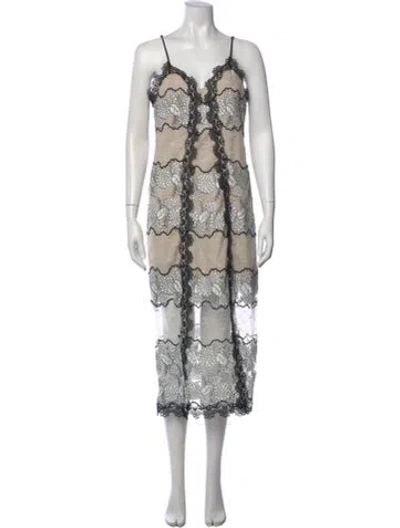 Pre-owned Elliatt Lace Pattern Midi Length Dress In Multi