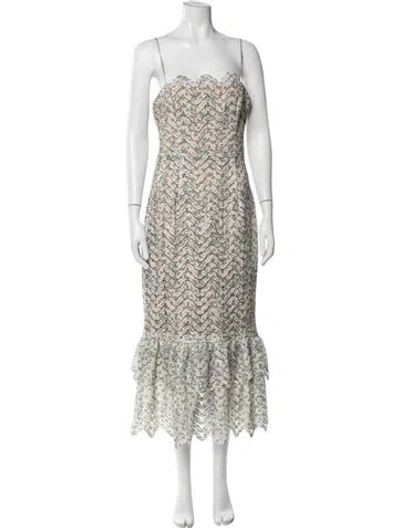 Pre-owned Elliatt Lace Pattern Midi Length Dress In Neutral