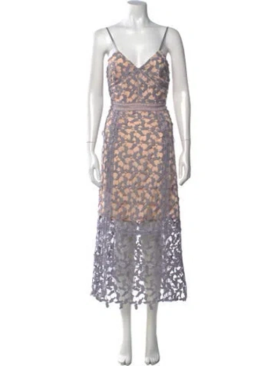 Pre-owned Elliatt Lace Pattern Midi Length Dress In Purple