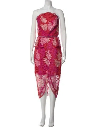 Pre-owned Elliatt Lace Pattern Midi Length Dress In Red