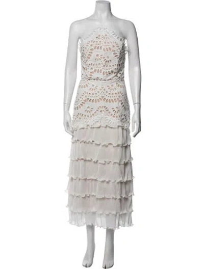 Pre-owned Elliatt Lace Pattern Midi Length Dress W/ Tags In White