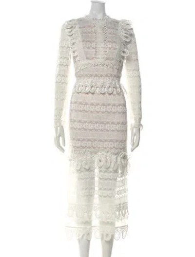 Pre-owned Elliatt Lace Pattern Midi Length Dress In White