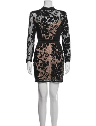 Pre-owned Elliatt Lace Pattern Mini Dress In Black