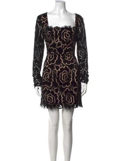 Pre-owned Elliatt Lace Pattern Mini Dress In Black