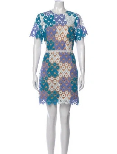 Pre-owned Elliatt Lace Pattern Mini Dress In Blue