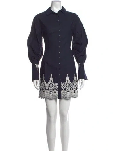 Pre-owned Elliatt Lace Pattern Mini Dress In Blue