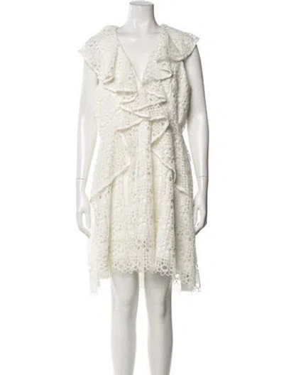 Pre-owned Elliatt Lace Pattern Mini Dress In Neutral