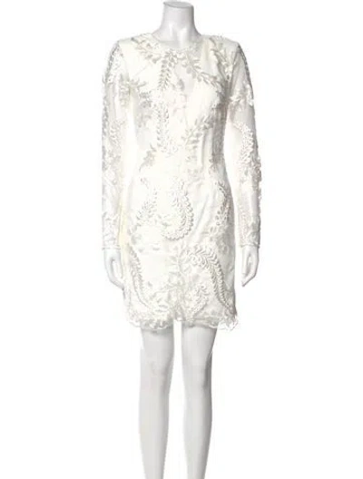 Pre-owned Elliatt Lace Pattern Mini Dress In White