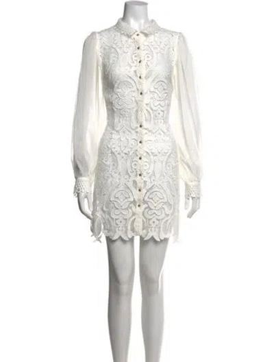 Pre-owned Elliatt Lace Pattern Mini Dress In White