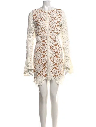 Pre-owned Elliatt Lace Pattern Mini Dress In White