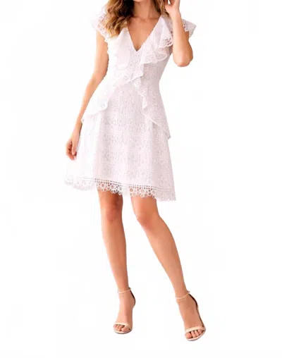 Elliatt Lace Ruffle Dress In White