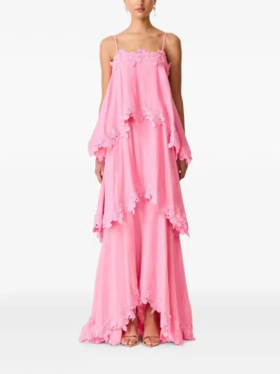 Elliatt Lace-trim Tiered Maxi Dress In Pink