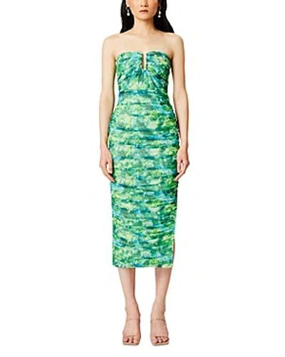 Elliatt Larkspur Printed Mesh U Wire Dress In Green Multi