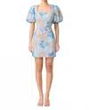 Elliatt Leonie Puff Sleeve Mini Dress In Blue In Blue