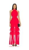 Elliatt Lilja Halter Neck Maxi Dress In Red
