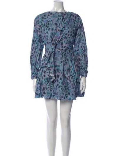 Pre-owned Elliatt Linen Mini Dress In Blue