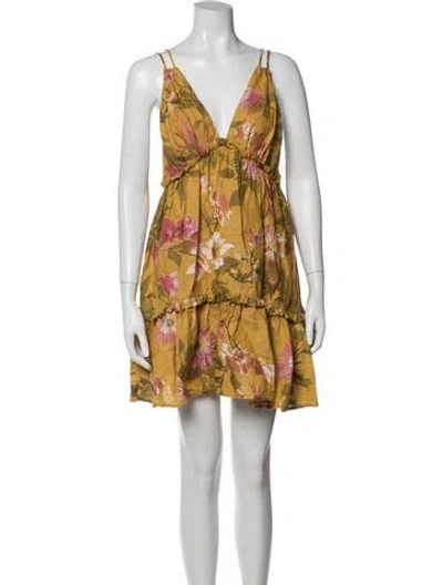 Pre-owned Elliatt Linen Mini Dress In Yellow