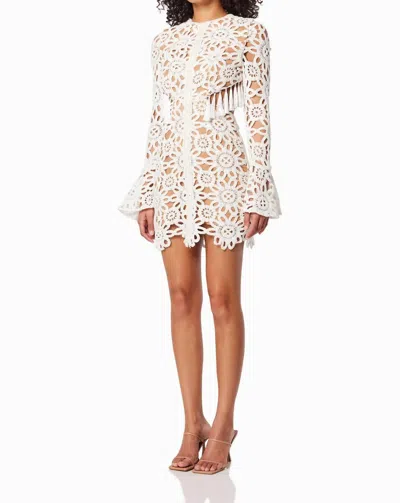 Elliatt Long Sleeve Cutout Lace Mini Dress In White