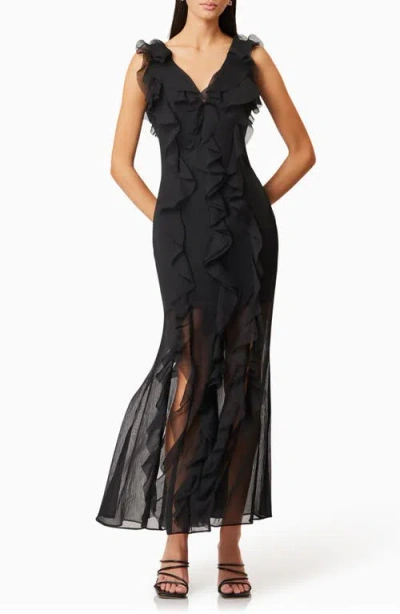 Elliatt Louise Corisca Ruffle Maxi Dress In Black