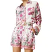 Elliatt Poolside Collared Long Sleeve Top And Short Set In Multi In Multi