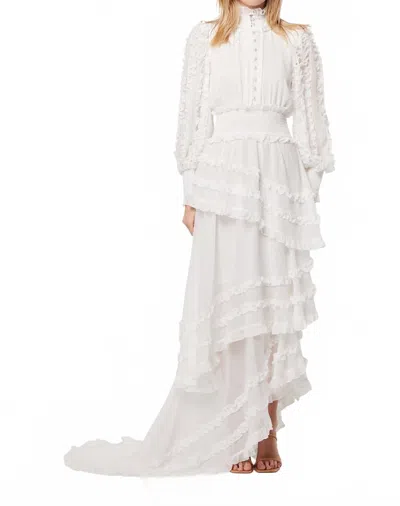 Elliatt Maelis Long Sheer Balloon Sleeves Gown In Ivory In Purple