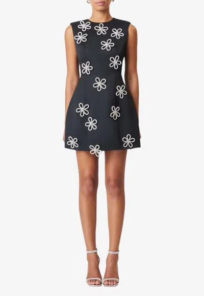 Elliatt Maiara Floral Diamante Mini Dress In Black
