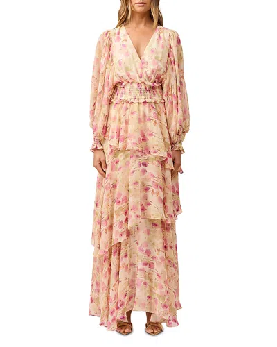 Elliatt Marlowe Tiered Dress In Pink Multi