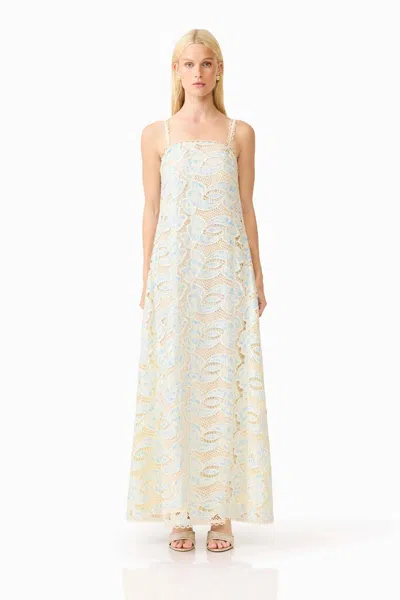 Elliatt Megan Gown In Blue/cream Multi In White