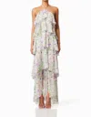 Elliatt Mirabelle Floral Tiered Georgette Halter Dress In Multi