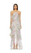 Elliatt Mirabelle Floral Tiered Georgette Halter Dress In Floral Multi