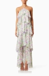 Elliatt Mirabelle Floral Tiered Georgette Halter Dress In White Floral