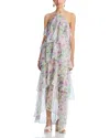 Elliatt Mirabelle Floral Tiered Georgette Halter Dress In Floral Multi