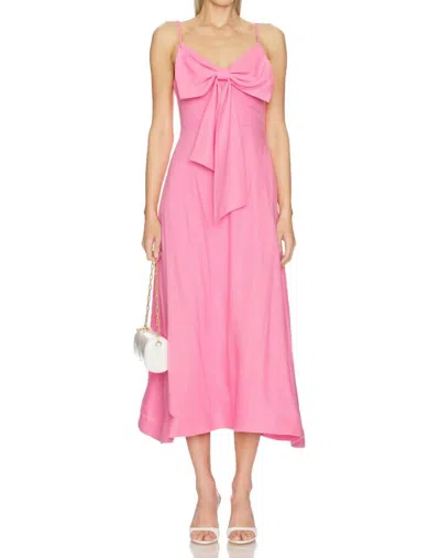 Elliatt Miri Vneck Bow Midi Dress In Bubblegum In Pink