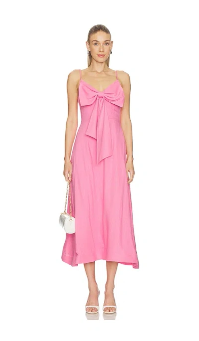 Elliatt Miri V-neck Bow Midi Dress In Pink