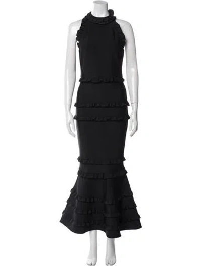 Pre-owned Elliatt Mock Neck Long Dress In Black