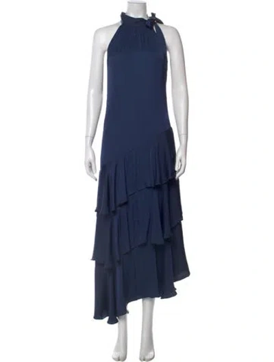 Pre-owned Elliatt Mock Neck Long Dress In Blue