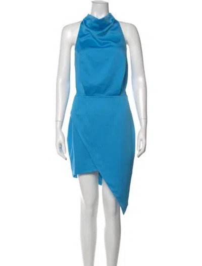 Pre-owned Elliatt Mock Neck Midi Length Dress In Blue