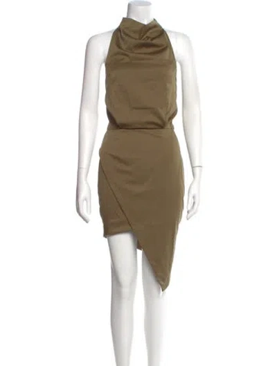 Pre-owned Elliatt Mock Neck Midi Length Dress In Green