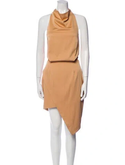 Pre-owned Elliatt Mock Neck Midi Length Dress In Neutral