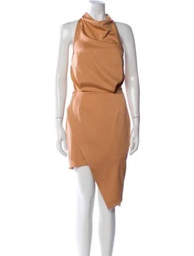 Pre-owned Elliatt Mock Neck Midi Length Dress In Neutral