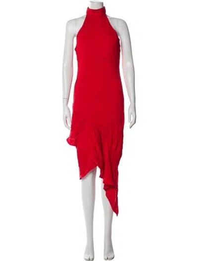 Pre-owned Elliatt Mock Neck Midi Length Dress In Red