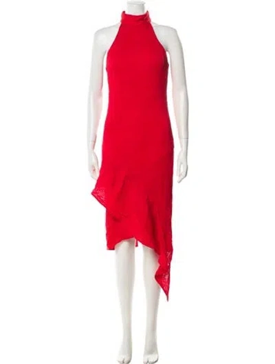 Pre-owned Elliatt Mock Neck Midi Length Dress W/ Tags In Red