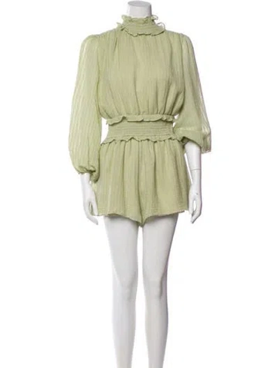 Pre-owned Elliatt Mock Neck Romper In Green