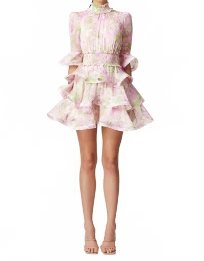 Elliatt Morgan Floral Tiered Mini Dress In Pink Multi