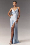 Elliatt Nessa Draped Satin Cowl Gown In Blue