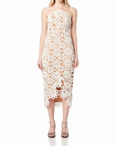 Elliatt Night Floral Crochet Midi Dress In Ivory In Neutral