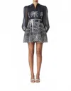 Elliatt Nyx Embroidered Scene Long Sleeve Organza Cocktail Minidress In Blue